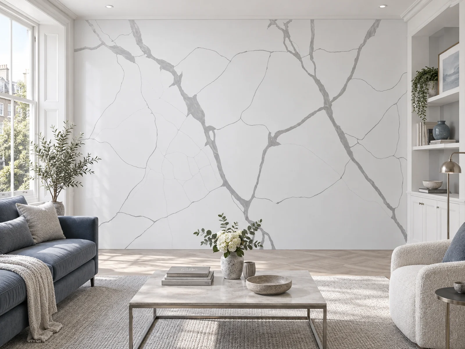 Rendering: Full-height feature wall in Auro Quartz Calacatta 6702