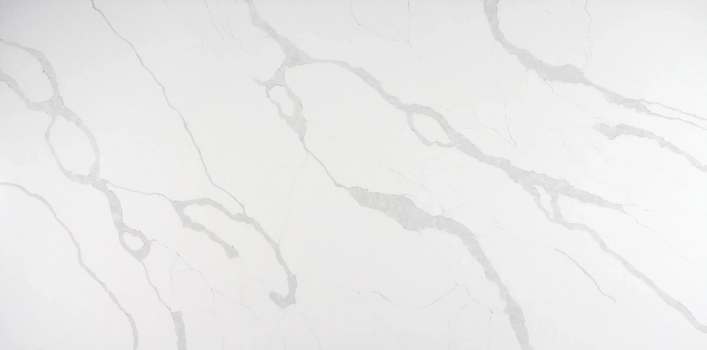 Full Auro Quartz Calacatta 6606 white quartz slab with soft grey veins