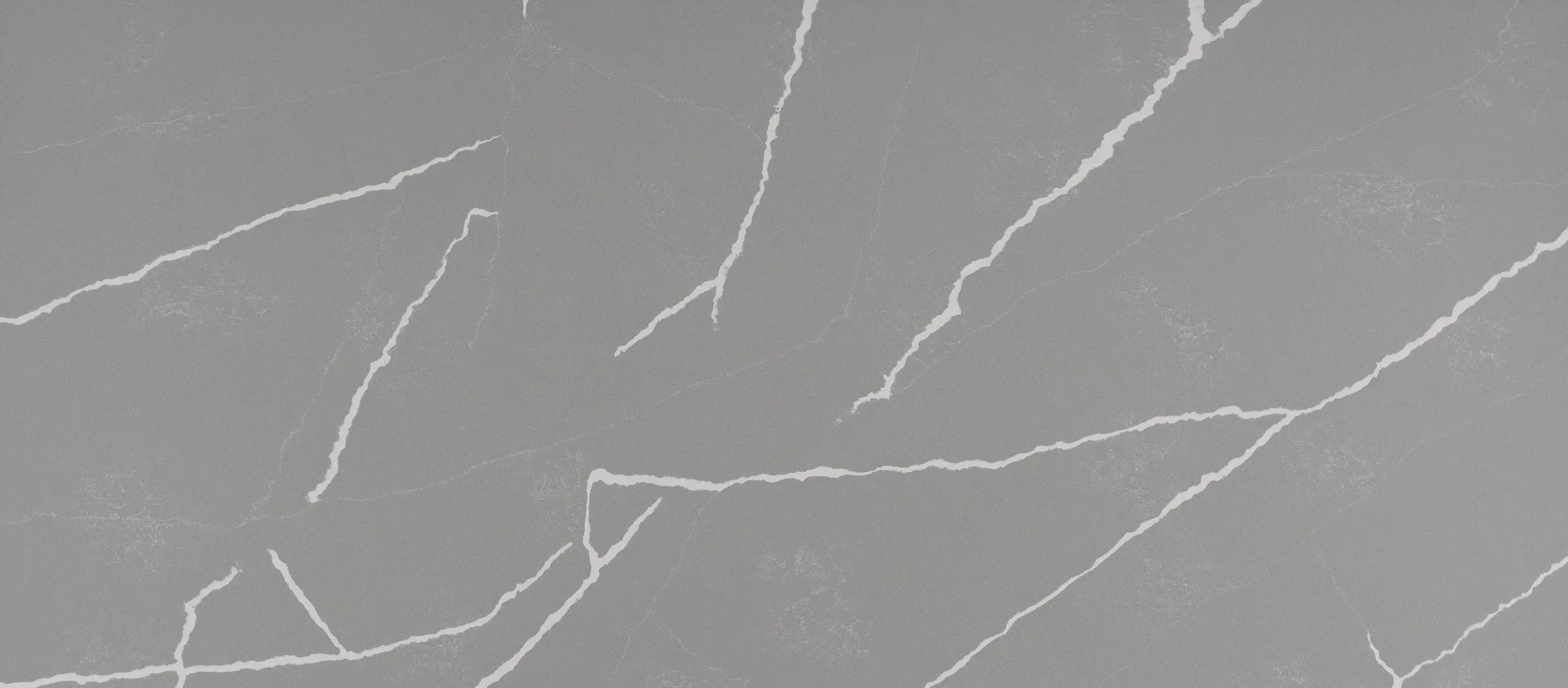 Full Auro Quartz Calacatta 6655 mid-grey quartz slab with thin white veins