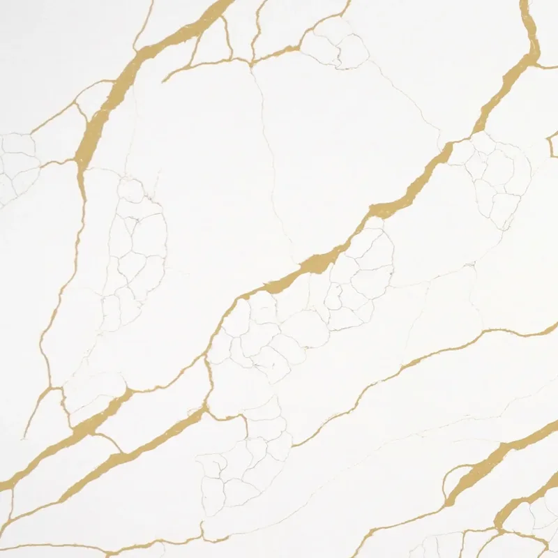 Close-up of an Auro Quartz Calacatta 6891 quartz sample