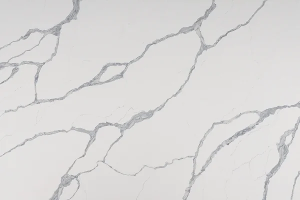 Auro Quartz Calacatta 6965 quartz slab, dark veins on white